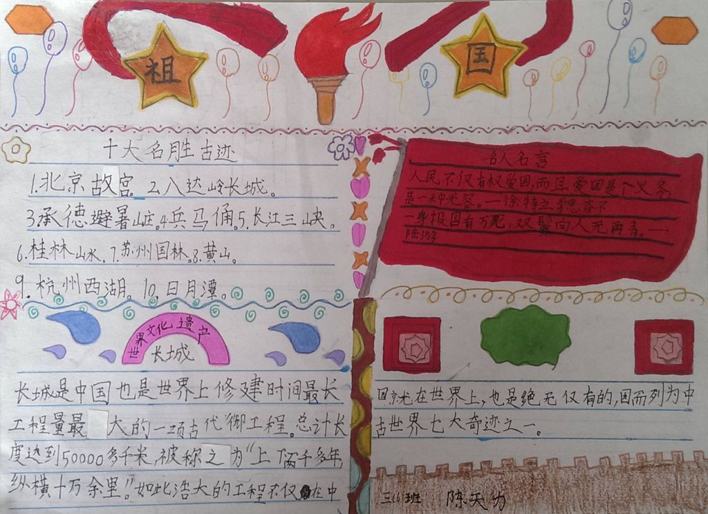 美丽的祖国手抄报大全简单又漂亮