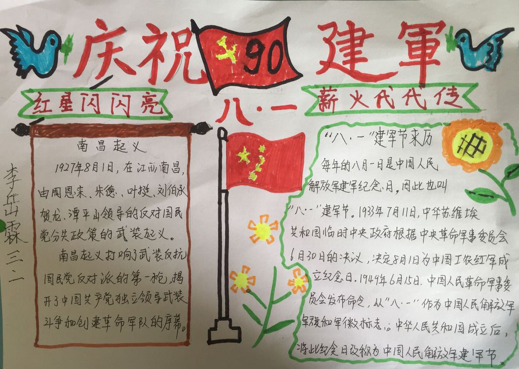 建军节向最可爱的人致敬手抄报