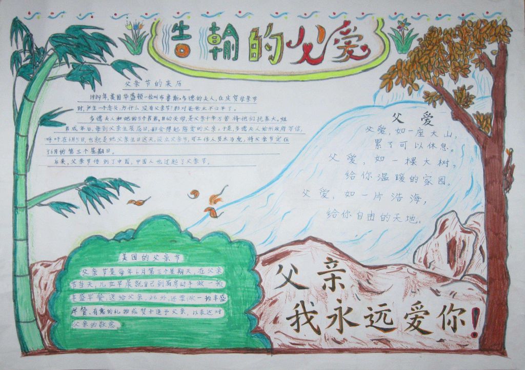 浩瀚的父爱手抄报：父亲，我永远爱你