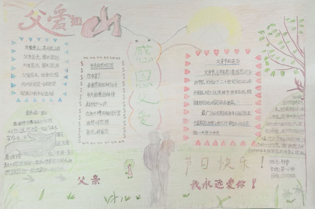 6月19日父亲节手抄报大全（精美大图）