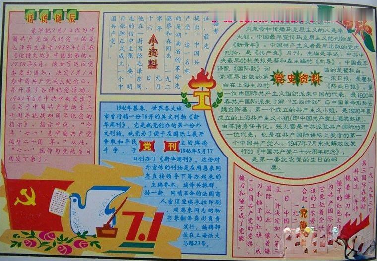 7·1建党节主题手抄报作品