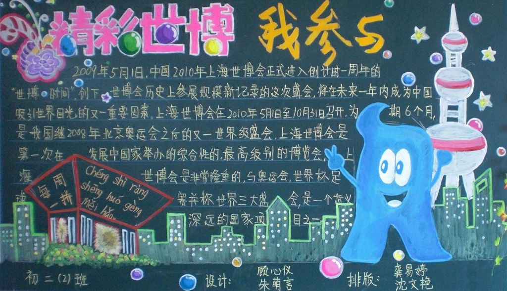 精彩世博我参与黑板报