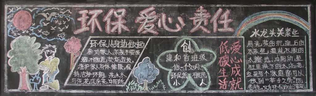 环保爱心责任黑板报图片 环保爱心责任黑板报图片