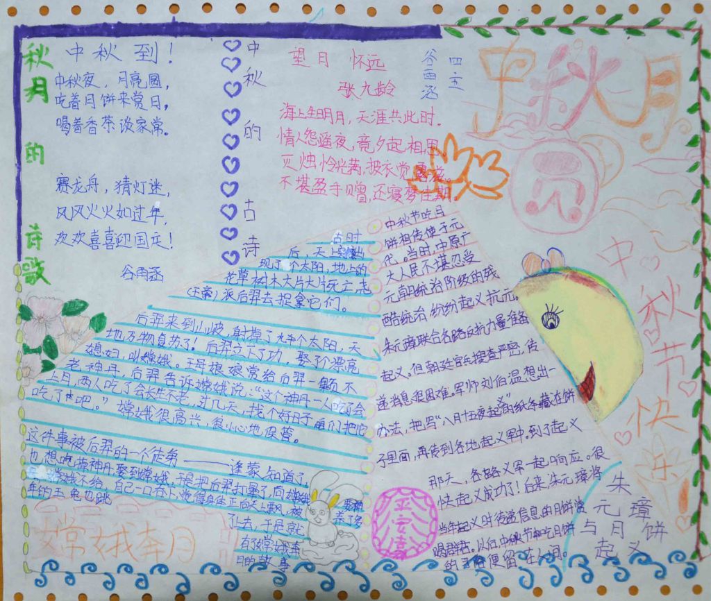 小学生中秋节手抄报简单又漂亮