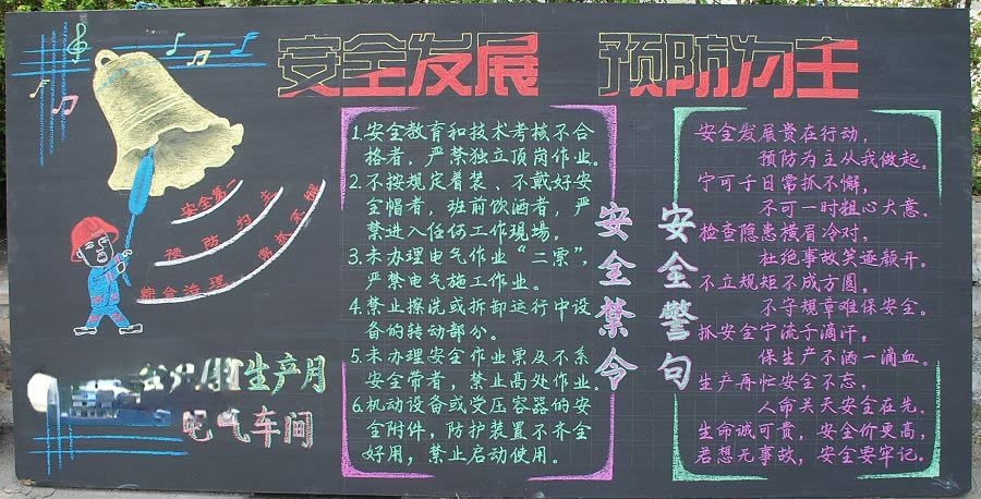 电气车间安全生产月黑板报