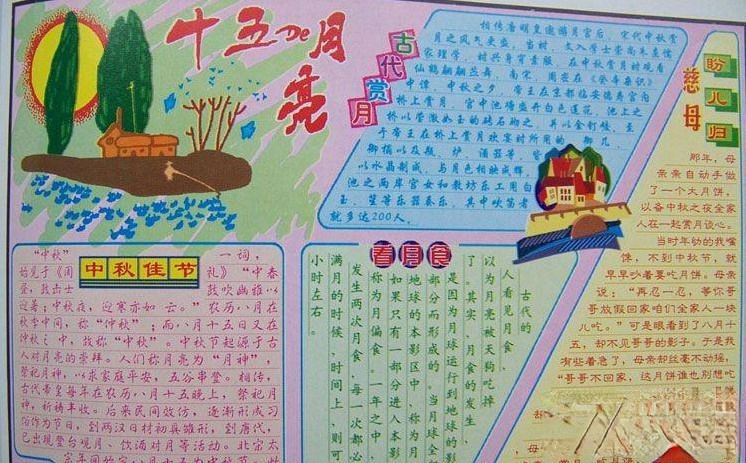 十五的月亮手抄报图片