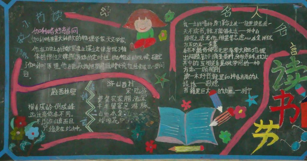 小学读书节黑板报图片