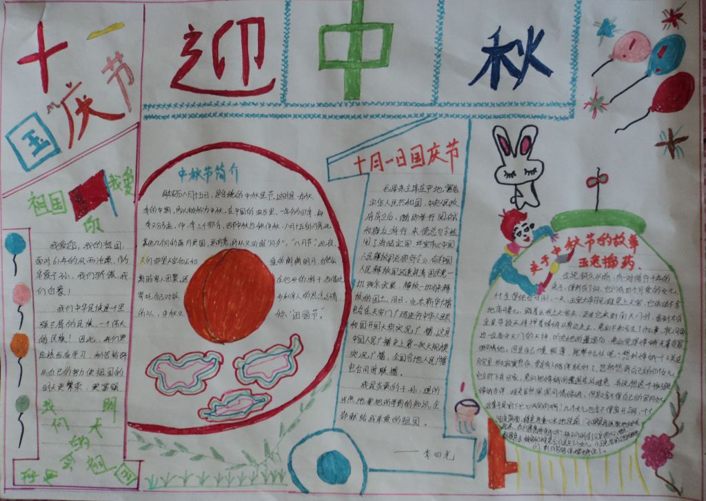 2022迎中秋庆国庆手抄报