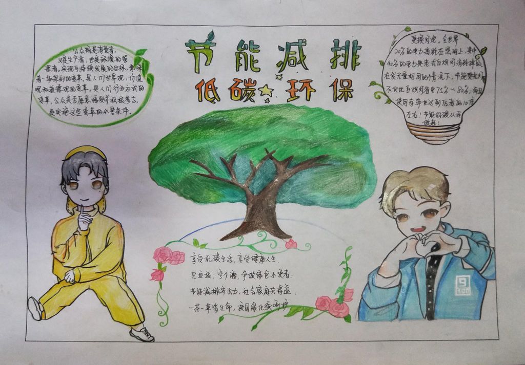 节能减排低碳生活手抄报，享受健康人生