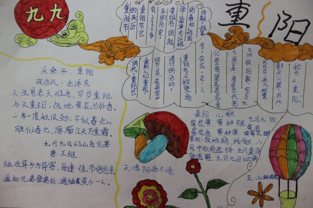 九九重阳节手抄报简单又漂亮