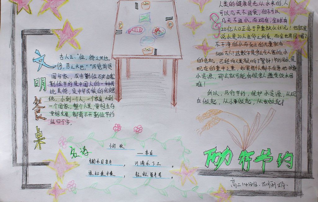 厉行节约文明餐桌手抄报