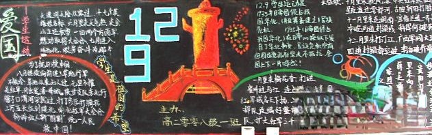 12.9爱国运动日黑板报 12.9爱国运动日黑板报