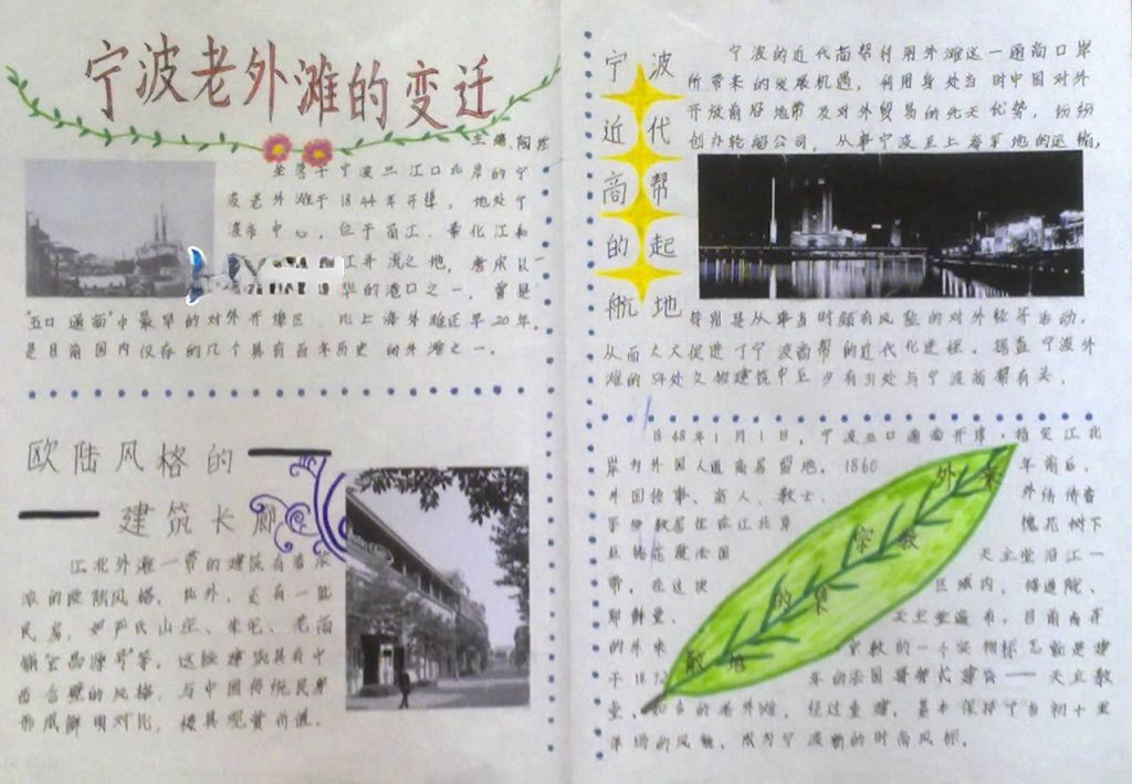 老外滩手抄报：宁波老外滩的变迁