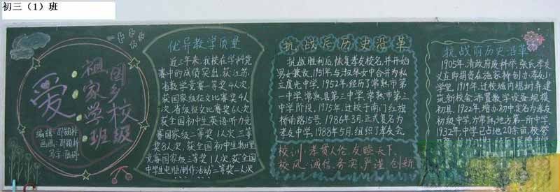 爱祖国爱家乡爱学校爱班级黑板报