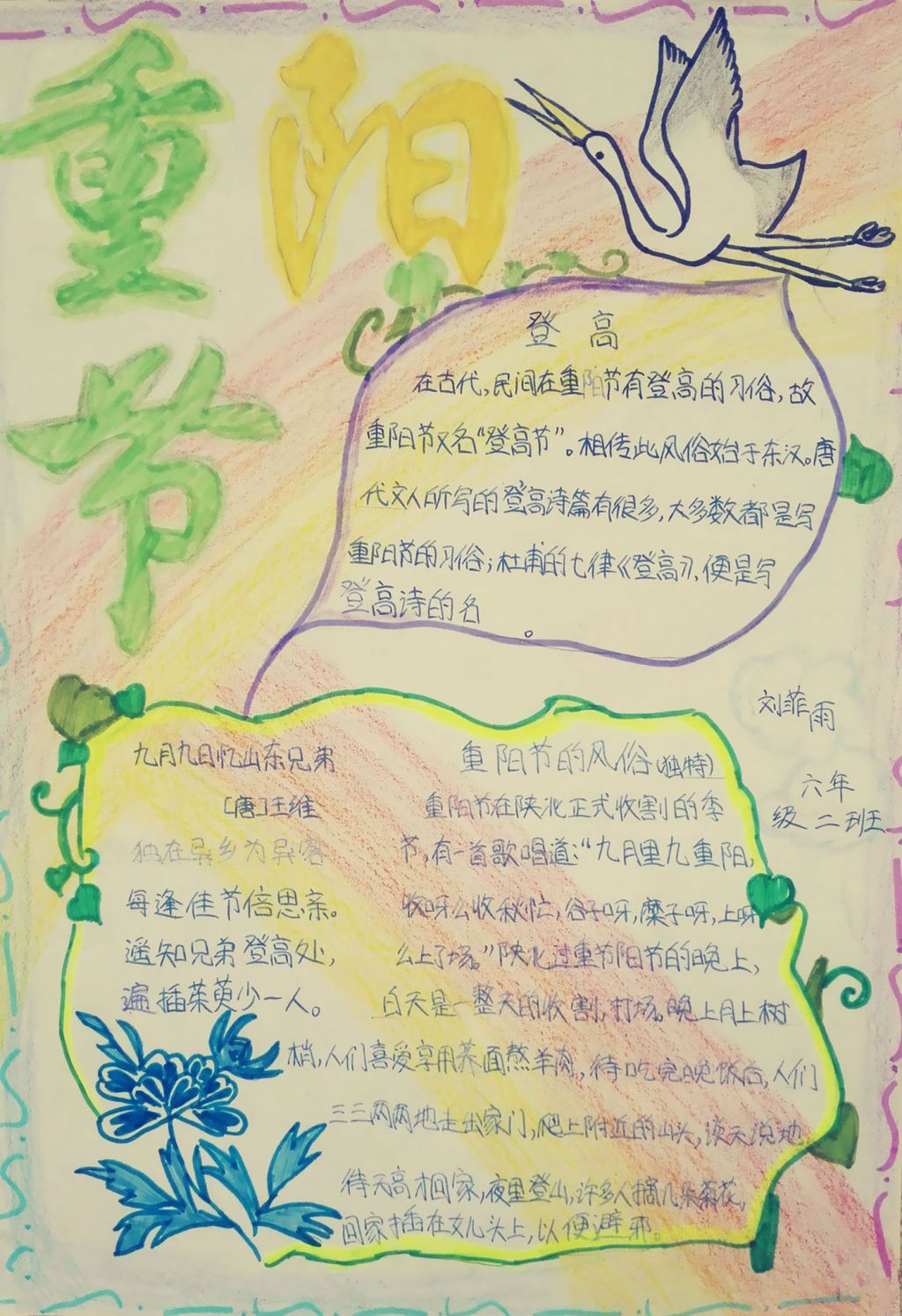 六年级庆重阳节手抄报