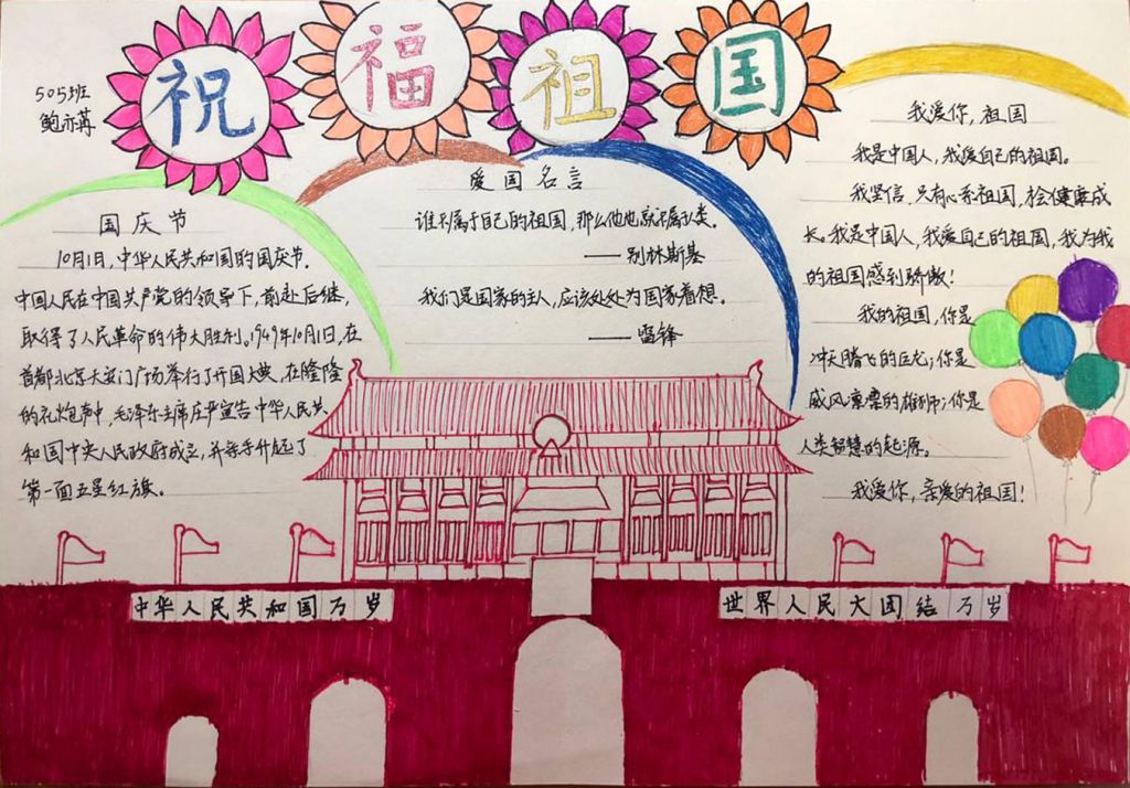 2022年国庆节手抄报，祖国永远在我心中