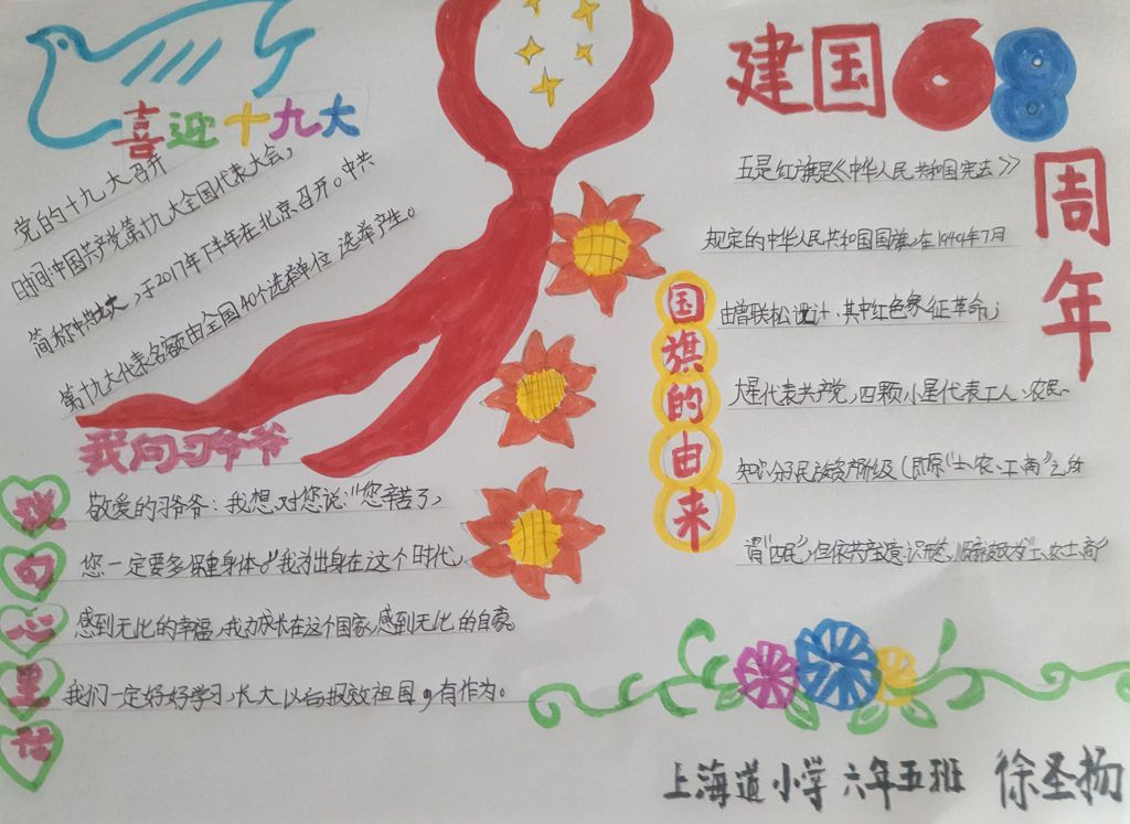 欢度国庆节喜迎十九大手抄报图片