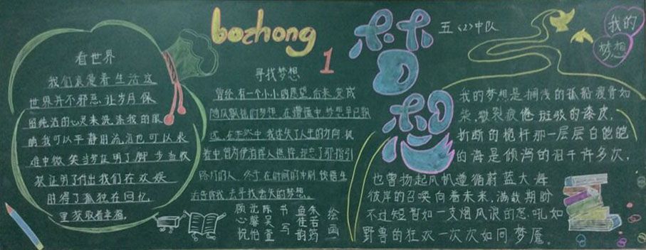 梦想飞扬黑板报版面图