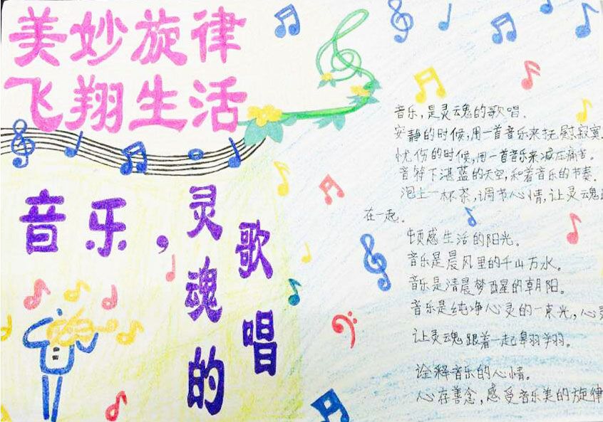 美妙旋律飞翔生活手抄报