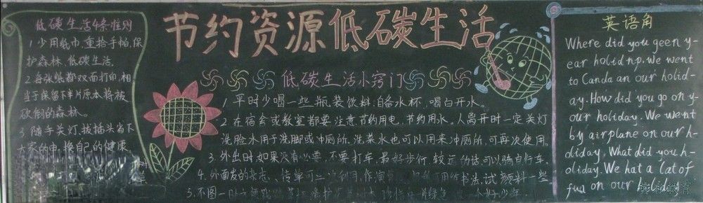 节约资源低碳生活黑板报作品