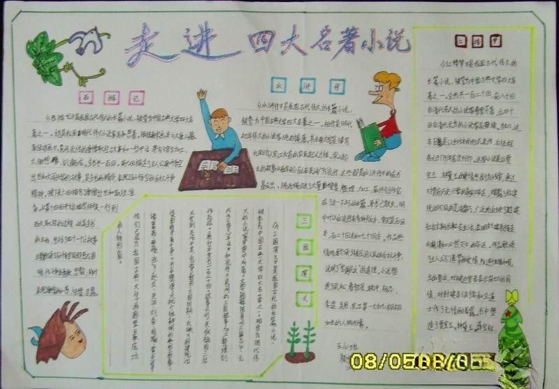 走进四大名著小说手抄报设计 走进四大名著小说手抄报设计