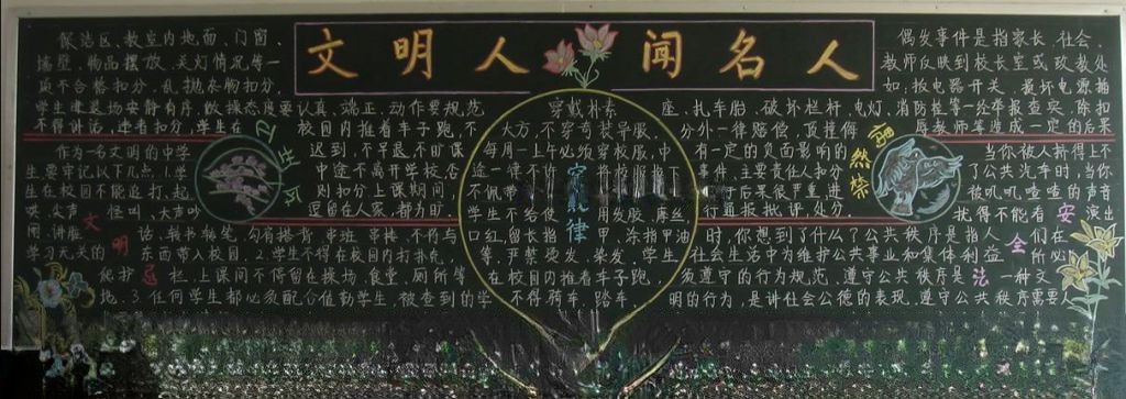 文明人闻名人黑板报版面图