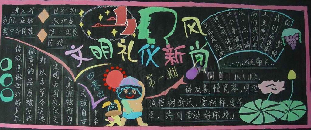 高中生文明礼仪黑板报 高中生文明礼仪黑板报