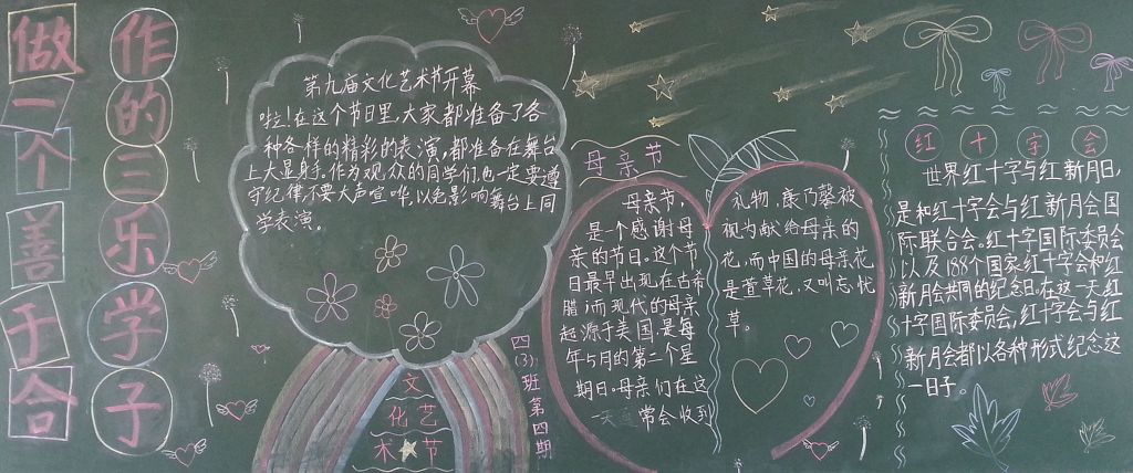 做一个善于合作的三乐学子黑板报