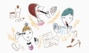 板报插图：化妆的女人