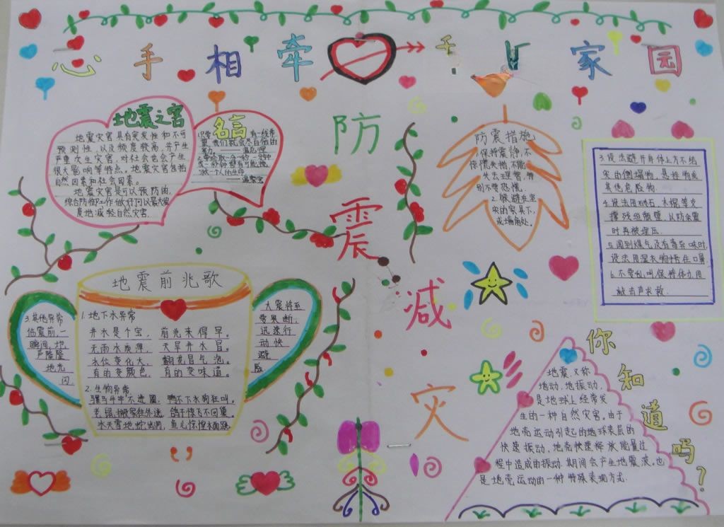 心手相牵重振家园手抄报