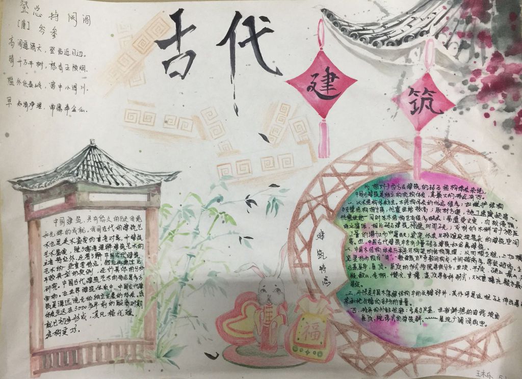 中国传统建筑艺术手抄报图片大全