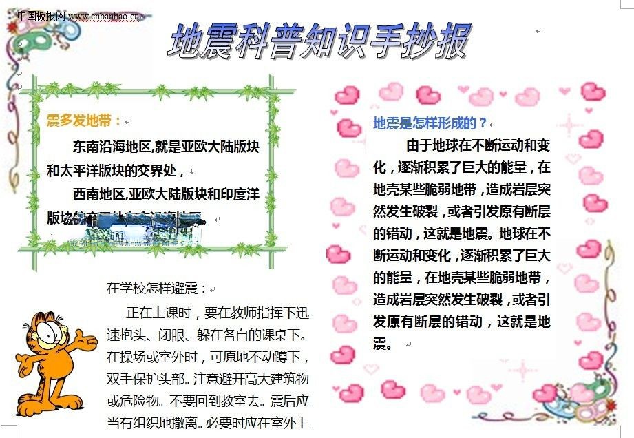 地震科普知识手抄报