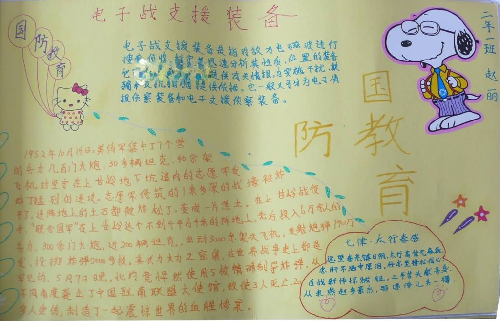 初二政治国防教育手抄报