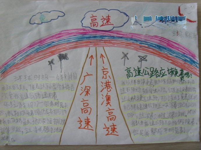 国庆长假高速公路免费通行手抄报作品展 国庆长假高速公路免费通行手抄报作品展