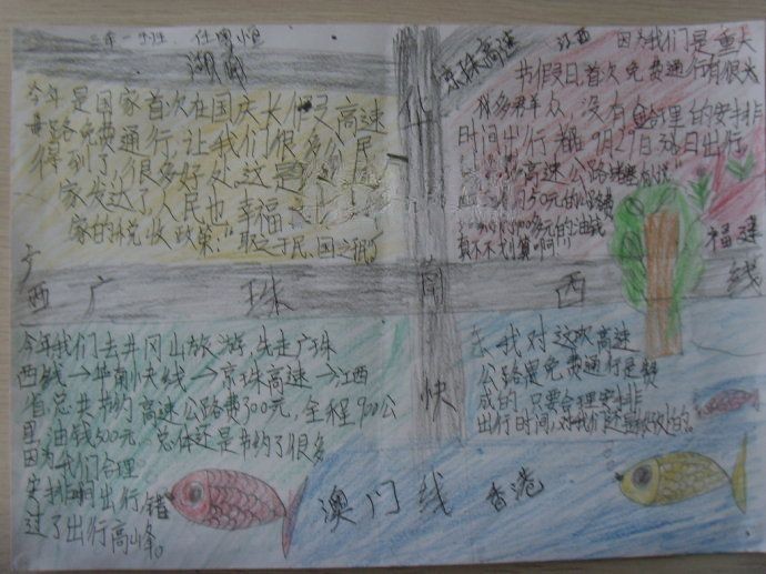 国庆长假高速公路免费通行手抄报作品展 国庆长假高速公路免费通行手抄报作品展