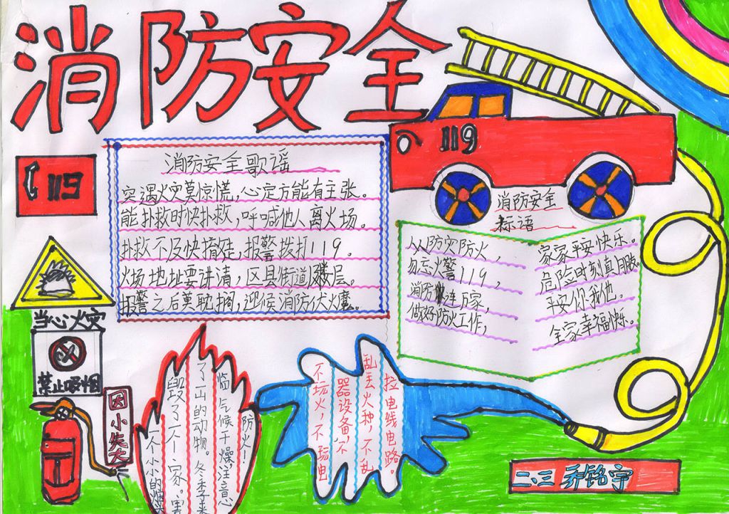 消防在身边手抄报图片 消防在身边手抄报图片
