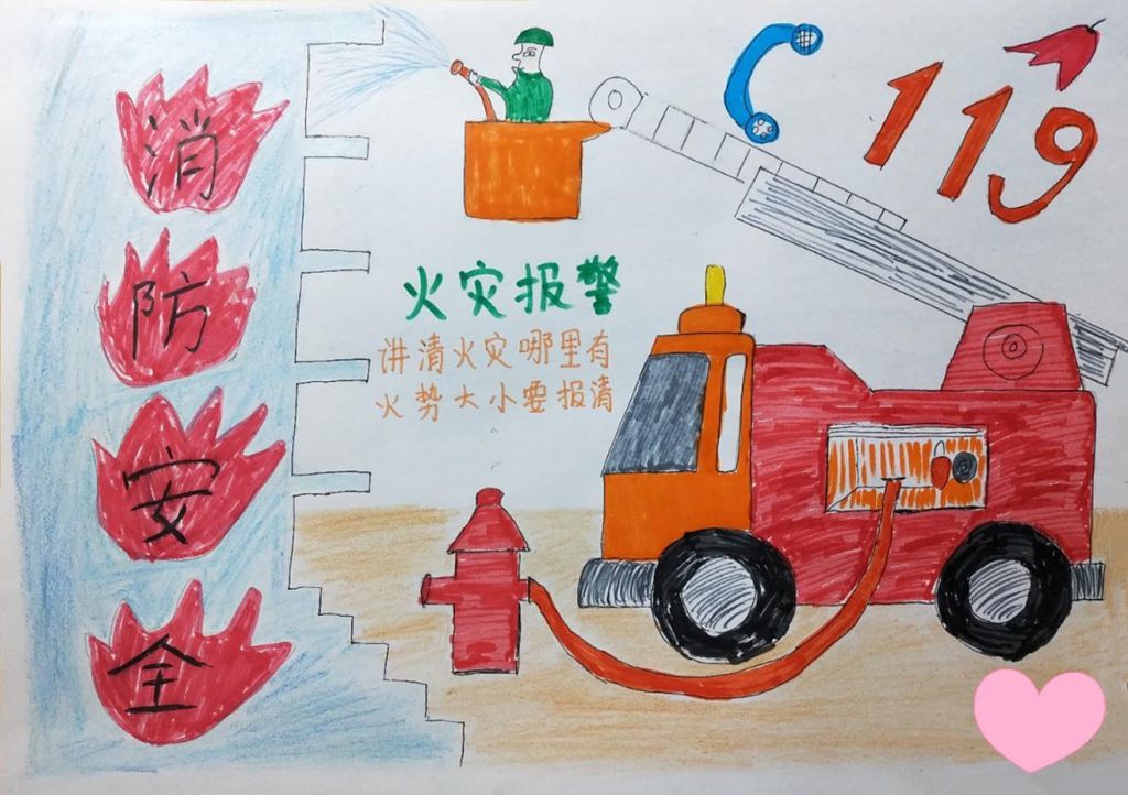 最新消防日手抄报，119我们共同关注